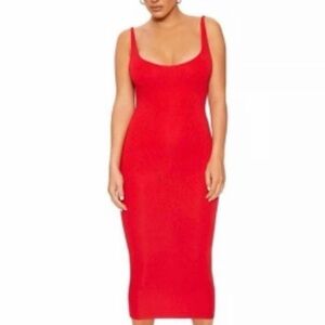 Naked Wardrobe Red Bodycon Midi Dress